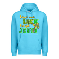 Ocean Blue i dont need luck i have got jesus Premium Hoodie - AdoDesignShop