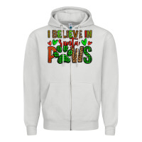 Dove Grey i believe in santa paws christmas Zipper Hoodie - Jasminsmagicworld