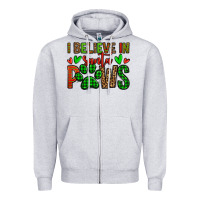 Heather Grey i believe in santa paws christmas Zipper Hoodie - Jasminsmagicworld