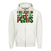 Oatmeal Heather i believe in santa paws christmas Zipper Hoodie - Jasminsmagicworld