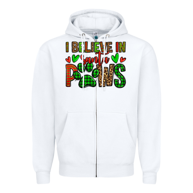 I Believe In Santa Paws Christmas Zipper Hoodie by Jasminsmagicworld | Teevron