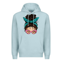Messy Curly Bun Mom With Leopard Bandana Premium Hoodie | Teevron