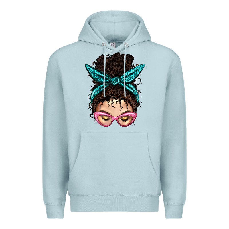 Messy Curly Bun Mom With Leopard Bandana Premium Hoodie by BundleAndBundleShop | Teevron