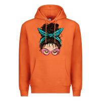Carrot Messy Curly Bun Mom With Leopard Bandana Premium Hoodie - BundleAndBundleShop