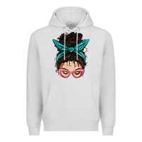 Dove Grey Messy Curly Bun Mom With Leopard Bandana Premium Hoodie - BundleAndBundleShop