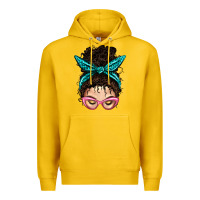 Lemon Messy Curly Bun Mom With Leopard Bandana Premium Hoodie - BundleAndBundleShop