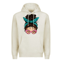 Oatmeal Heather Messy Curly Bun Mom With Leopard Bandana Premium Hoodie - BundleAndBundleShop