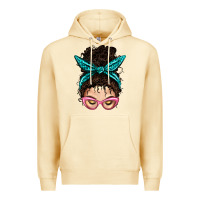 Pina Colada Messy Curly Bun Mom With Leopard Bandana Premium Hoodie - BundleAndBundleShop