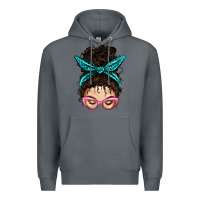 Rock Messy Curly Bun Mom With Leopard Bandana Premium Hoodie - BundleAndBundleShop