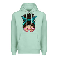 Seafoam Messy Curly Bun Mom With Leopard Bandana Premium Hoodie - BundleAndBundleShop