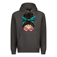 Smoke Messy Curly Bun Mom With Leopard Bandana Premium Hoodie - BundleAndBundleShop