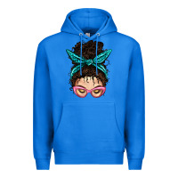 True Royal Messy Curly Bun Mom With Leopard Bandana Premium Hoodie - BundleAndBundleShop