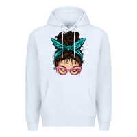 White Messy Curly Bun Mom With Leopard Bandana Premium Hoodie - BundleAndBundleShop