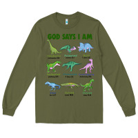 Army Green god says i am dinosaurs Long Sleeve Tee - JahusDesignShop