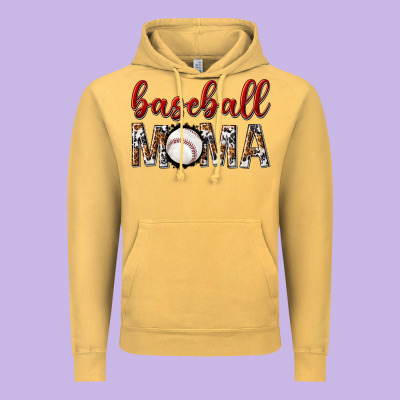 Vintage Hoodie baseball mama with leopard