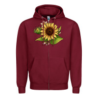 Burgundy sunflower Zipper Hoodie - JahusDesignShop