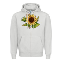 Dove Grey sunflower Zipper Hoodie - JahusDesignShop