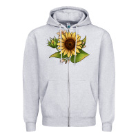 Heather Grey sunflower Zipper Hoodie - JahusDesignShop