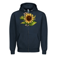 Navy sunflower Zipper Hoodie - JahusDesignShop