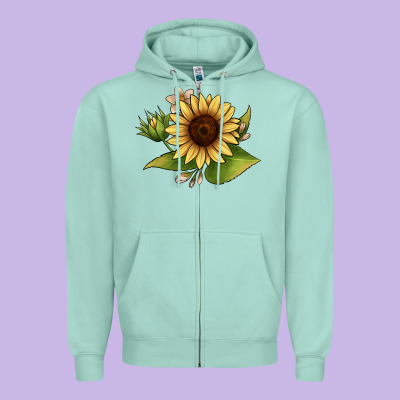 Sunflower Zipper Hoodie Designed By Jahusdesignshop