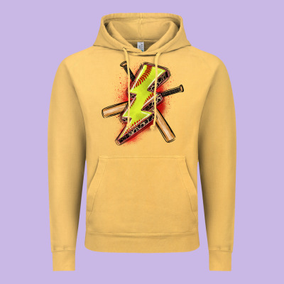 Softball Lightning Bolt Vintage Hoodie Designed By Zillion Design Studio