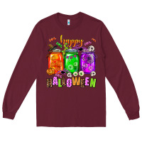 Burgundy happy halloween jars and horror Long Sleeve Tee - AdoDesignShop