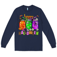 Navy happy halloween jars and horror Long Sleeve Tee - AdoDesignShop