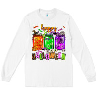 White happy halloween jars and horror Long Sleeve Tee - AdoDesignShop