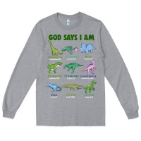 Heather Grey god says i am dinosaurs Long Sleeve Tee - JahusDesignShop