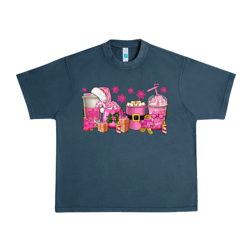 Pink Christmas Coffee Cups Urban Heavy Tee by texasbilliewilder | Teevron