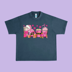 Pink Christmas Coffee Cups Urban Heavy Tee Designed By Texasbilliewilder