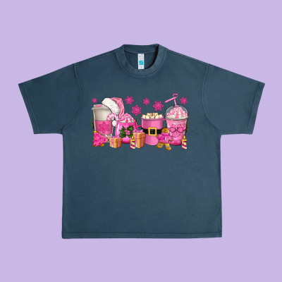 Pink Christmas Coffee Cups Urban Heavy Tee Designed By Texasbilliewilder
