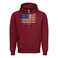 Burgundy American flag Zipper Hoodie - JahusDesignShop