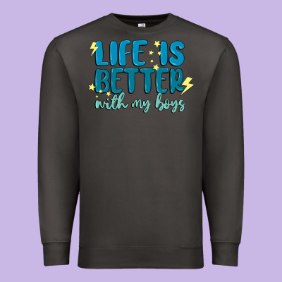Life Is Better With My Boys Premium Sweatshirt Designed By Maliassmallbusiness