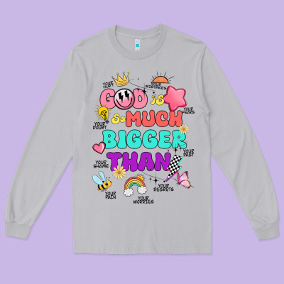 God Is Bigger Design Long Sleeve Tee Designed By Jahusdesignshop