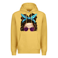 Antique Gold Messy Bun Mom And Pink Leopard Sunglasses Premium Hoodie - BundleAndBundleShop
