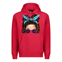 Cardinal Messy Bun Mom And Pink Leopard Sunglasses Premium Hoodie - BundleAndBundleShop