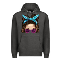Charcoal Heather Messy Bun Mom And Pink Leopard Sunglasses Premium Hoodie - BundleAndBundleShop
