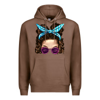 Chestnut Messy Bun Mom And Pink Leopard Sunglasses Premium Hoodie - BundleAndBundleShop