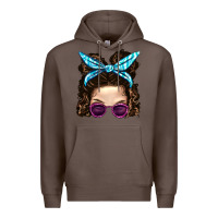 Coffee Messy Bun Mom And Pink Leopard Sunglasses Premium Hoodie - BundleAndBundleShop