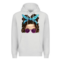 Dove Grey Messy Bun Mom And Pink Leopard Sunglasses Premium Hoodie - BundleAndBundleShop