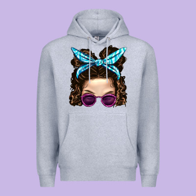 Messy Bun Mom And Pink Leopard Sunglasses Premium Hoodie Designed By Bundleandbundleshop