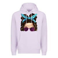 Lilac Messy Bun Mom And Pink Leopard Sunglasses Premium Hoodie - BundleAndBundleShop