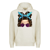 Oatmeal Heather Messy Bun Mom And Pink Leopard Sunglasses Premium Hoodie - BundleAndBundleShop