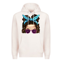 Pale Pink Messy Bun Mom And Pink Leopard Sunglasses Premium Hoodie - BundleAndBundleShop