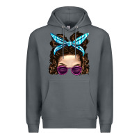 Rock Messy Bun Mom And Pink Leopard Sunglasses Premium Hoodie - BundleAndBundleShop