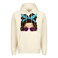 Sandshell Messy Bun Mom And Pink Leopard Sunglasses Premium Hoodie - BundleAndBundleShop