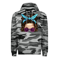 Slate Camo Messy Bun Mom And Pink Leopard Sunglasses Premium Hoodie - BundleAndBundleShop
