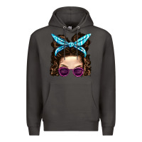 Smoke Messy Bun Mom And Pink Leopard Sunglasses Premium Hoodie - BundleAndBundleShop