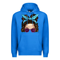 True Royal Messy Bun Mom And Pink Leopard Sunglasses Premium Hoodie - BundleAndBundleShop